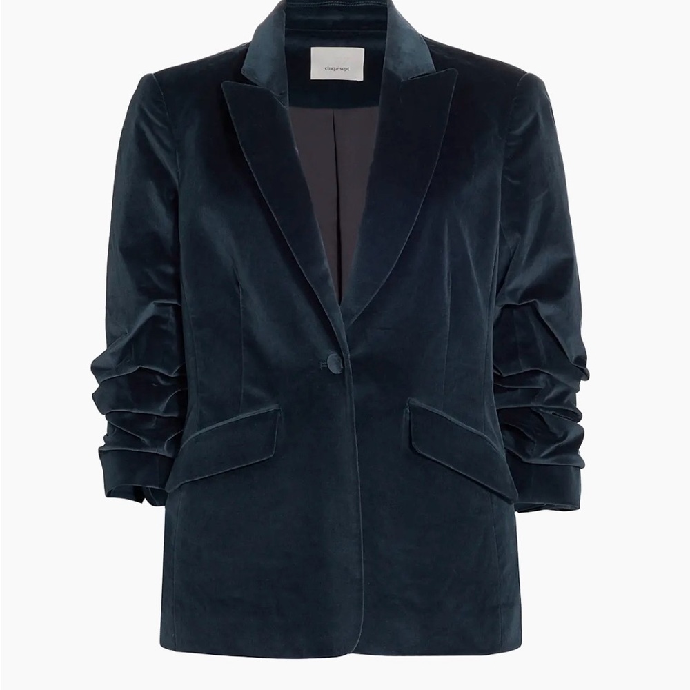 Cinq à Sept Deep Peacock Blue Velvet Blazer NWT $495 Women’s Sz 00 - Picture 6 of 16